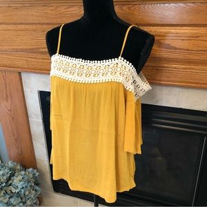 Off the shoulder tank top.